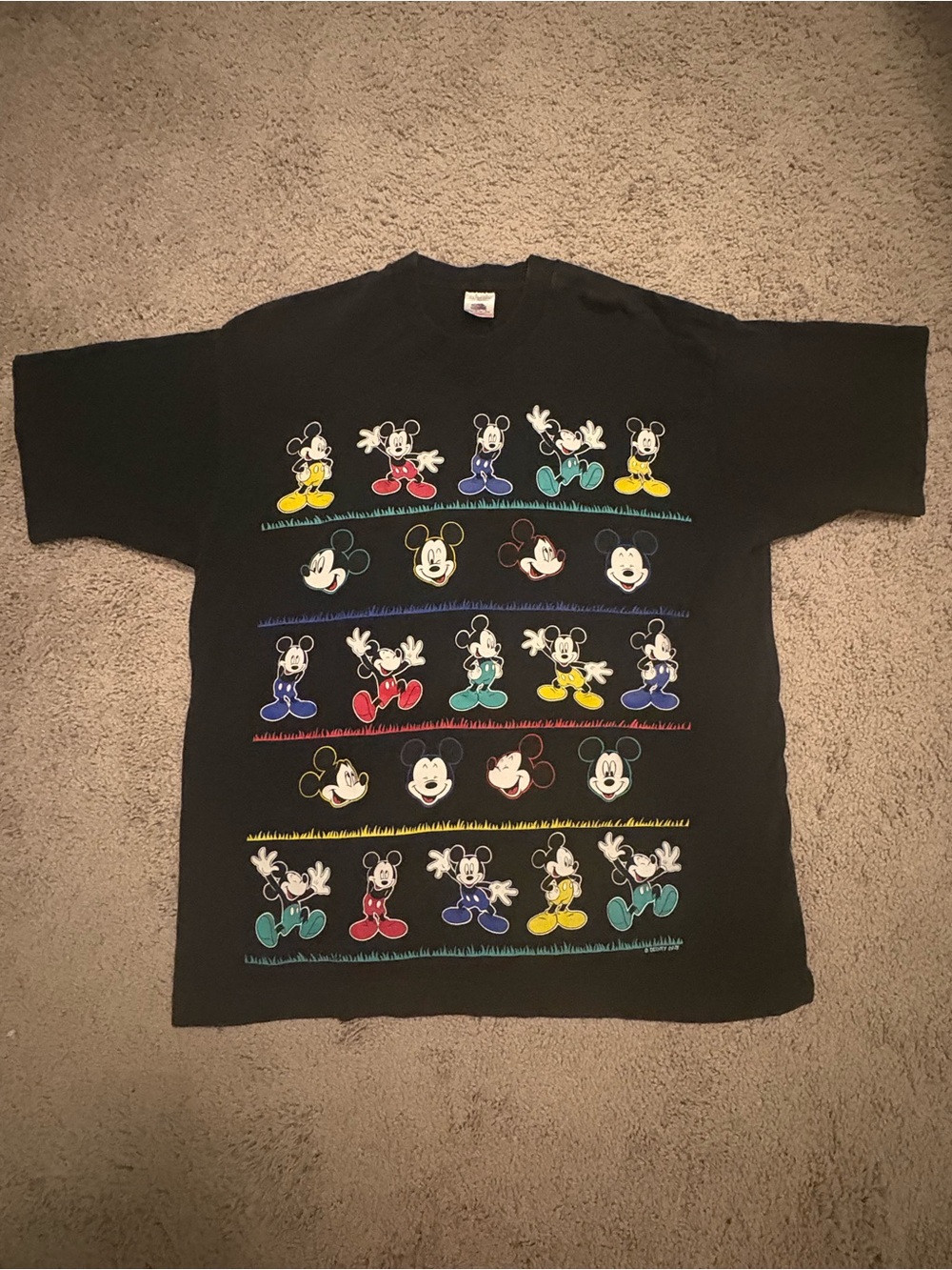 Mickey Unlimited Disney Vintage 90s Tee Shirt XL Black Multicolor Single Stitch